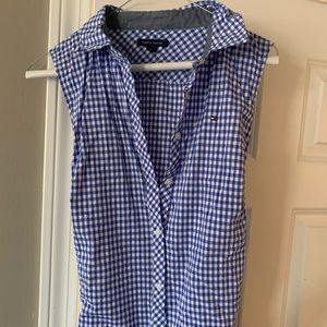 Sleeveless chambray dress